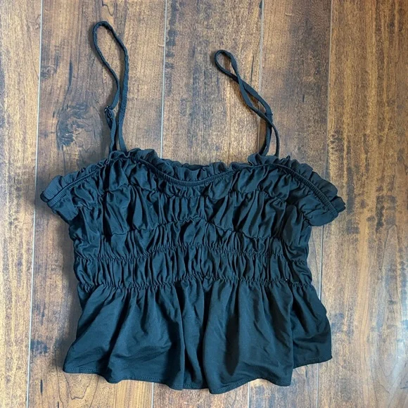 Sunday in Brooklyn Black Ruffle Camisole - Picture 2 of 5